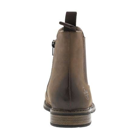 Boots taupe à talon décroché bas avec un zip et un soufflet élastiqué - Image 4