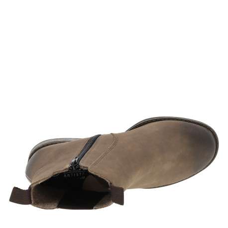 Boots taupe à talon décroché bas avec un zip et un soufflet élastiqué - Image 5