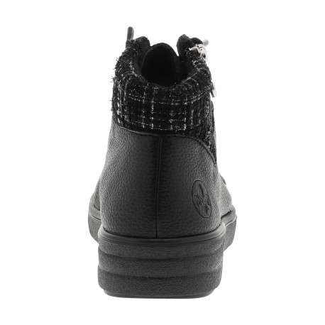 Bottines noires à talon plat avec des lacets élastiqués et un zip latéral - Image 4