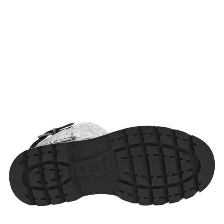 Bottes noires effet crocodile à talon décroché bas avec un zip - Image 6
