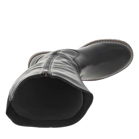 Bottes noires à talon décroché bas avec une fermeture zippée - Image 5
