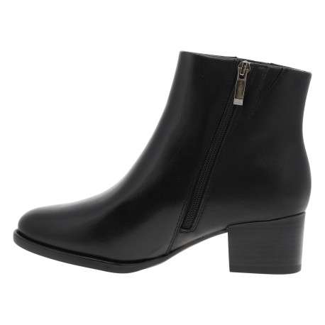 Boots en cuir noires à talon décroché moyen et détails léopard - Image 3