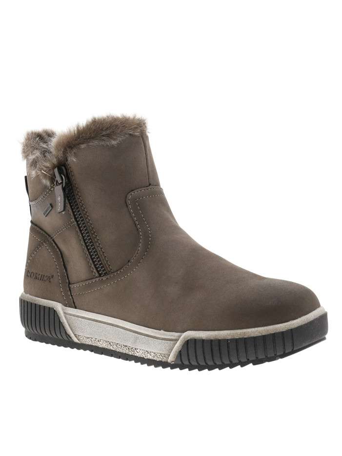 Boots taupe à talon plat...
