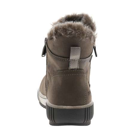 Boots taupe à talon plat avec un zip et doublure en fourrure synthétique - Image 4