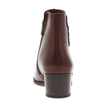 Boots en cuir cognac à talon décroché moyen avec un empiècement écaillé - Image 4