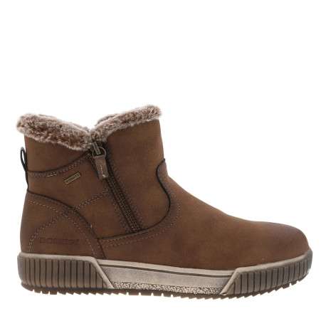 Boots brunes à talon plat avec un zip côté interne et doublure en lainage - Image 2