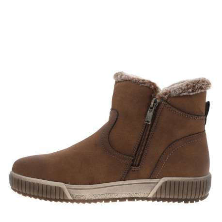 Boots brunes à talon plat avec un zip côté interne et doublure en lainage - Image 3