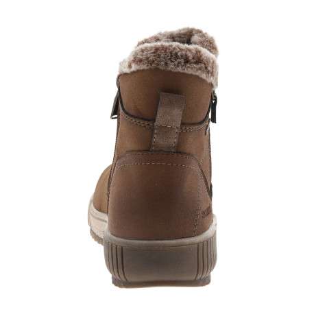 Boots brunes à talon plat avec un zip côté interne et doublure en lainage - Image 4