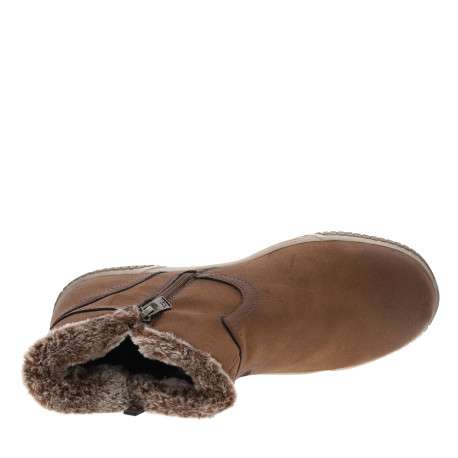 Boots brunes à talon plat avec un zip côté interne et doublure en lainage - Image 5