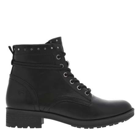 Bottines noires à talon décroché bas avec des lacets et un zip latéral - Image 2