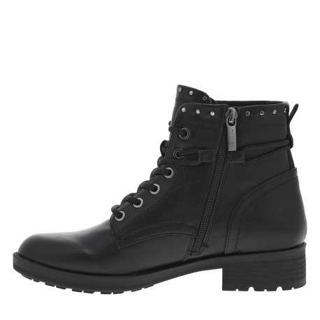 Bottines noires à talon décroché bas avec des lacets et un zip latéral - Image 3