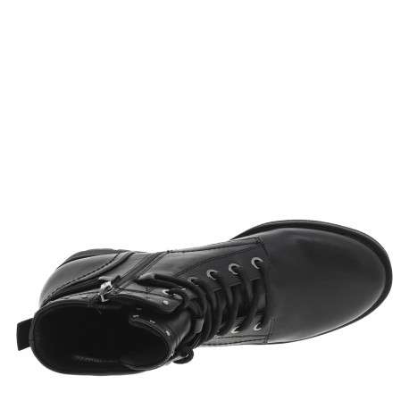 Bottines noires à talon décroché bas avec des lacets et un zip latéral - Image 5