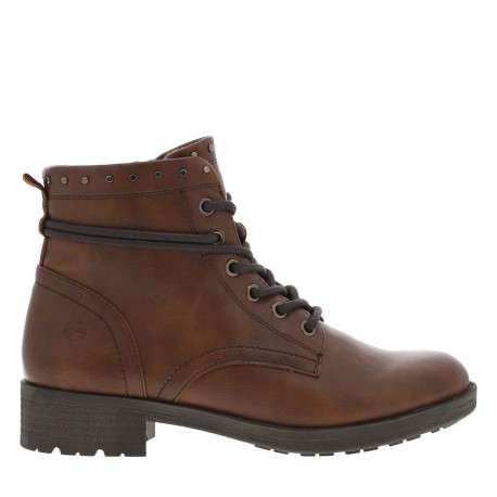 Bottines cognac à talon décroché bas pourvues d'une fermeture zippée - Image 2