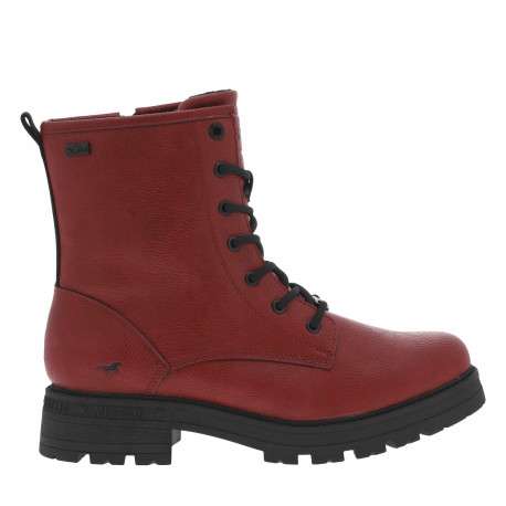 Bottines rouges à talon décroché bas avec un zip et des lacets ronds - Image 2