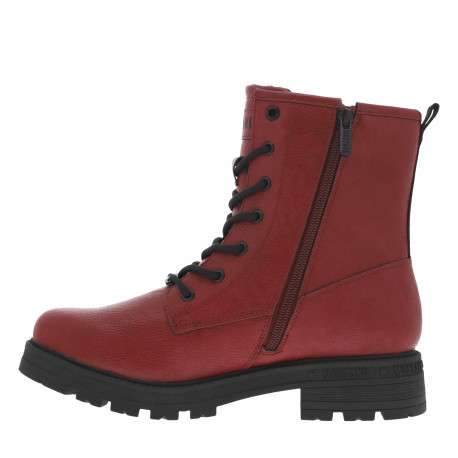 Bottines rouges à talon décroché bas avec un zip et des lacets ronds - Image 3