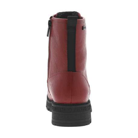Bottines rouges à talon décroché bas avec un zip et des lacets ronds - Image 4
