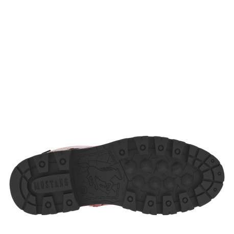 Bottines rouges à talon décroché bas avec un zip et des lacets ronds - Image 6