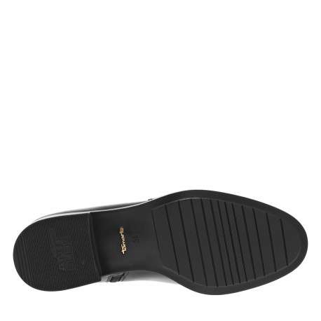 Boots en cuir noires à talon décroché bas avec un zip latéral doré - Image 6