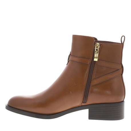 Boots en cuir cognac avec semelle à talon décroché bas et zip - Image 3