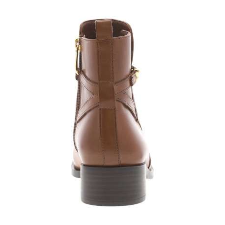 Boots en cuir cognac avec semelle à talon décroché bas et zip - Image 4