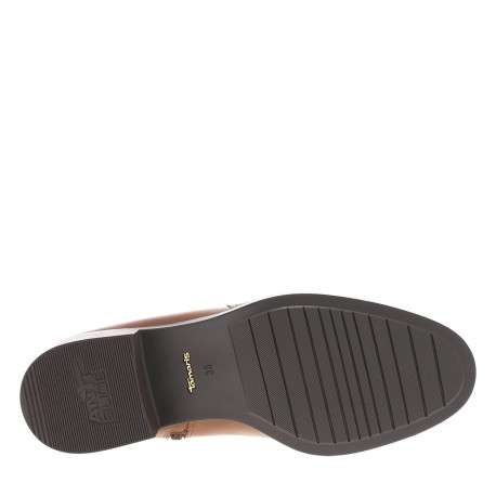 Boots en cuir cognac avec semelle à talon décroché bas et zip - Image 6