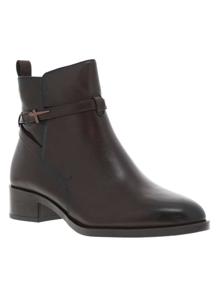Boots en cuir chocolat à...