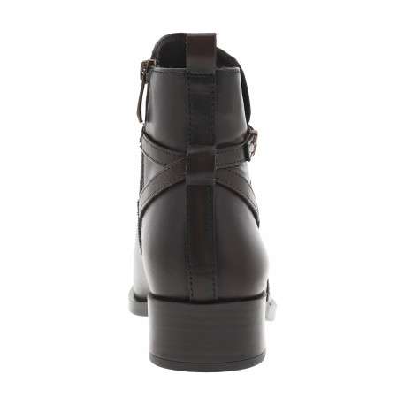 Boots en cuir chocolat à talon décroché bas pourvues d'une fermeture zippée - Image 4