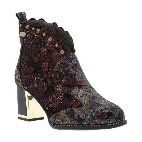 Boots en cuir multicolores avec semelle à talon décroché haut et zip