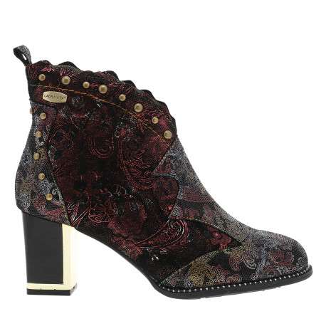 Boots en cuir multicolores avec semelle à talon décroché haut et zip - Image 2