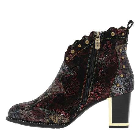 Boots en cuir multicolores avec semelle à talon décroché haut et zip - Image 3
