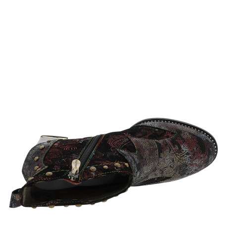 Boots en cuir multicolores avec semelle à talon décroché haut et zip - Image 5