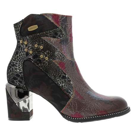 Boots en cuir multicolores à talon décroché haut avec fermeture zippée - Image 2