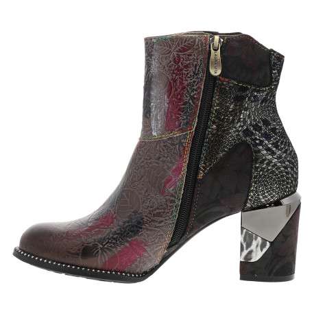 Boots en cuir multicolores à talon décroché haut avec fermeture zippée - Image 3