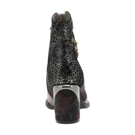 Boots en cuir multicolores à talon décroché haut avec fermeture zippée - Image 4