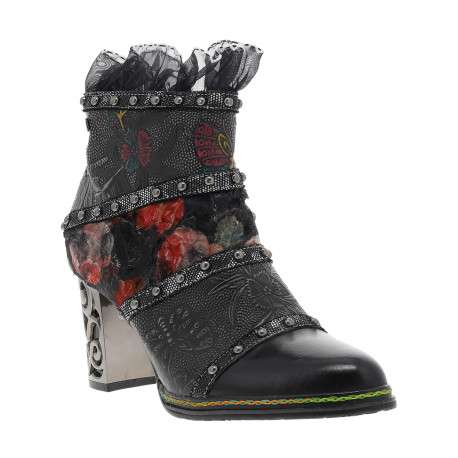 Boots en cuir noires avec semelle à talon décroché haut et zip