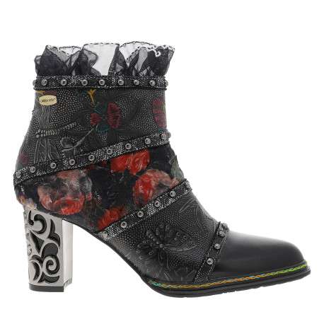 Boots en cuir noires avec semelle à talon décroché haut et zip - Image 2
