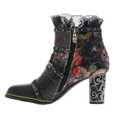 Boots en cuir noires avec semelle à talon décroché haut et zip - Image 3