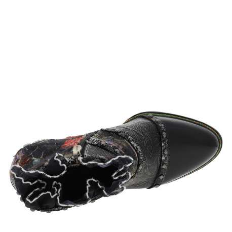 Boots en cuir noires avec semelle à talon décroché haut et zip - Image 5