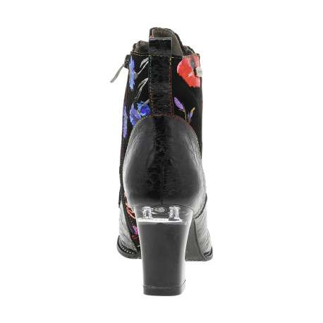 Bottines en cuir multicolores à talon décroché haut avec des lacets et un zip - Image 4