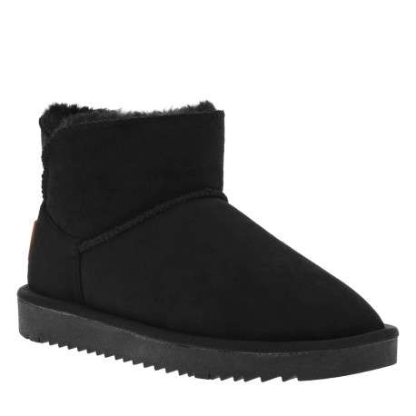 Boots montantes en matériaux végans noirs, fourrées et à enfiler