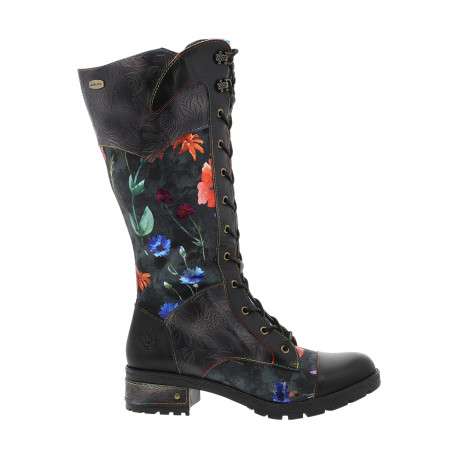 Bottes en cuir multicolores à zip et lacets ronds avec un talon décroché moyen - Image 2