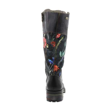Bottes en cuir multicolores à zip et lacets ronds avec un talon décroché moyen - Image 4