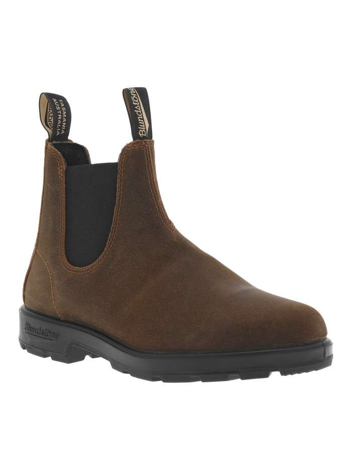 Boots en cuir brunes à...