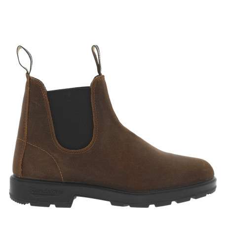 Boots en cuir brunes à soufflets élastiqués avec un bout rond - Image 2