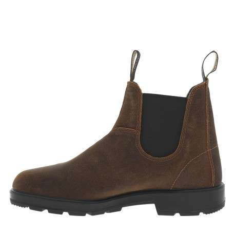 Boots en cuir brunes à soufflets élastiqués avec un bout rond - Image 3
