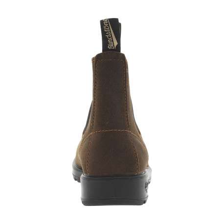 Boots en cuir brunes à soufflets élastiqués avec un bout rond - Image 4