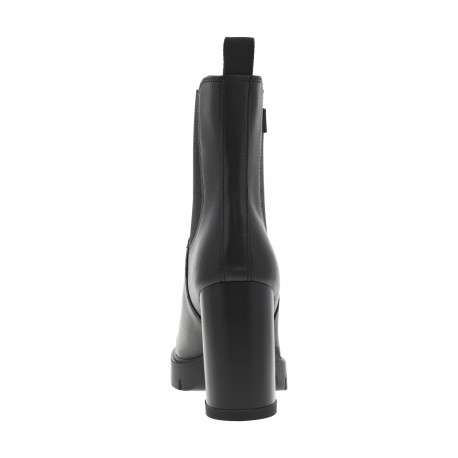 Boots en cuir noires à talon décroché haut et à soufflets élastiqués - Image 4