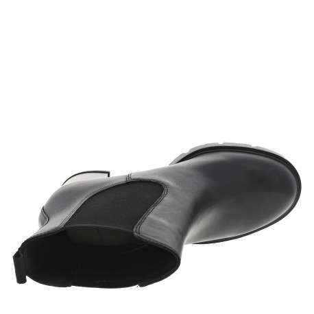 Boots en cuir noires à talon décroché haut et à soufflets élastiqués - Image 5