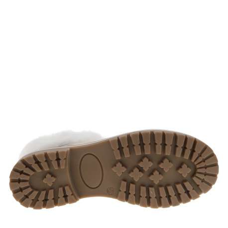 Bottines en cuir écrues à motif python avec un talon plat et des lacets - Image 6