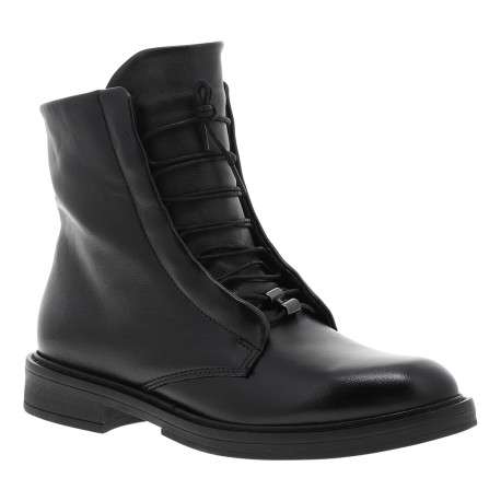 Bottines noires avec semelle à talon décroché bas et à lacets ronds